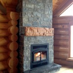 Elite Blue Granite Squared logcabin fireplace