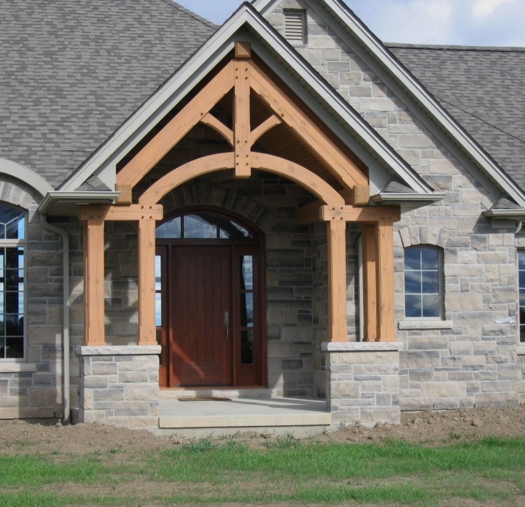 Brown Limestone Ledgerock House Front after Installation
