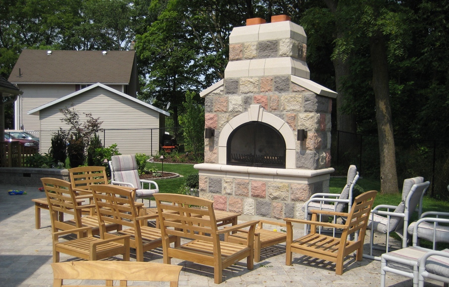 Century Brick Outdoor Patio Fireplace to match House