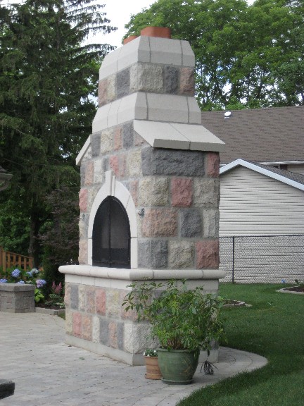 century stone outdoor fireplace