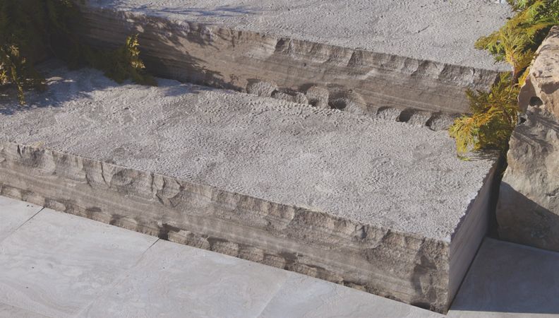 Charcoal Limestone Bush Hammered Steps