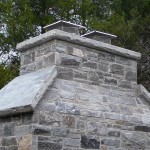 elite blue granite outdoor fireplace chimney detail