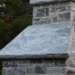 elite blue granite outdoor fireplace side detail