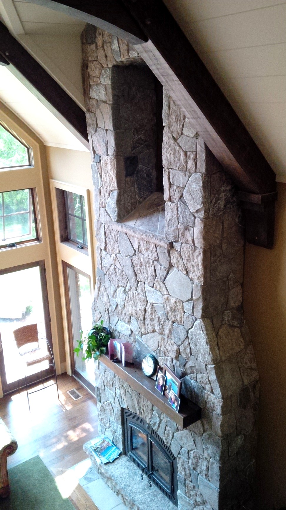 harvest gold with granite tumbled fireplace side