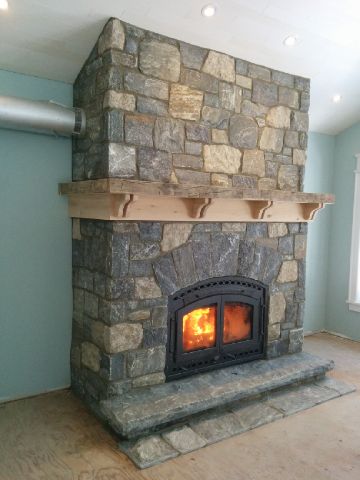 harvest gold with granite tumbled squared fireplace side