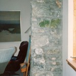 old mill ruins interior wall