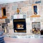 split fieldstone fireplace indoor